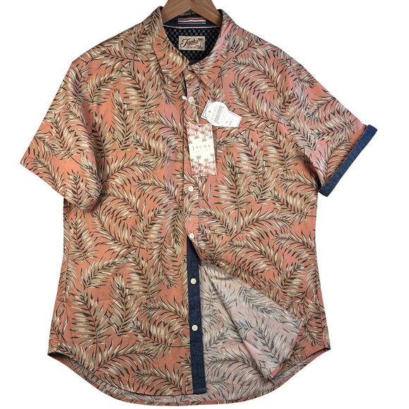 Jachs NY Mens Short Sleeve Button-Down Shirt Leaf Print Sz L Breeze Easy Wear - Picture 5 of 14